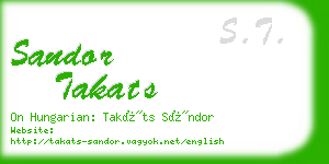 sandor takats business card